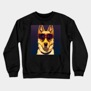 German Shepher wearing aviator glasses Crewneck Sweatshirt